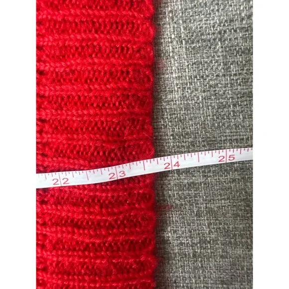 Misslook Womens Red V-Neck Knit Sweater Acrylic Long Sleeve Pullover Size M - Picture 8 of 8